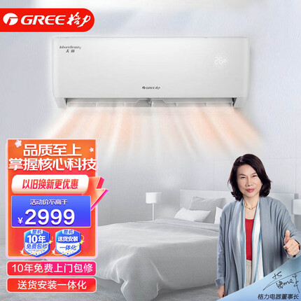 格力（GREE）1.5匹 天丽 新一级能效 变频冷暖 自清洁 快速制冷 壁挂式空调挂机KFR-35GW/(35530)FNhAk-B1