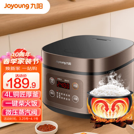 九阳（Joyoung）肖战推荐4升3~8人家用智能电饭煲电饭锅大火力柴火饭智能预约多功能焖煮防溢4L电饭煲F-40FZ815