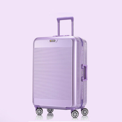 President 时尚旅行箱铝框行李箱女拉杆箱登机箱万向轮密码箱 女神紫 亮面 26英寸 含箱套