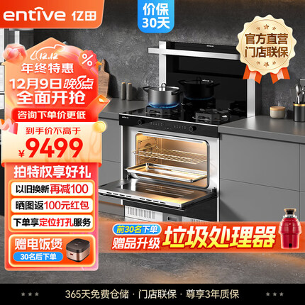 亿田（entive）D2ZK 集成灶蒸烤一体 家用蒸箱烤箱 集成一体灶 黑晶工艺台面 D2ZK（天然气）
