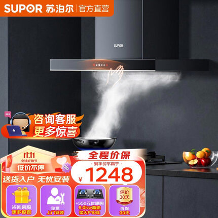 苏泊尔（SUPOR）油烟机 抽油烟机家用欧式挥手抽吸排烟机21立方大吸力自清洁吸油烟机 NT31 【单烟机】经典欧式 挥手智控