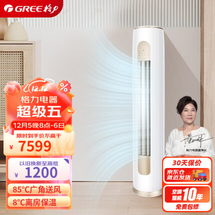 格力（GREE）3匹 京桂II 新一级能效 变频冷暖 净菌自洁 立柜式空调柜机 KFR-72LW/(72587)FNhAd-B1(JDWIFI)