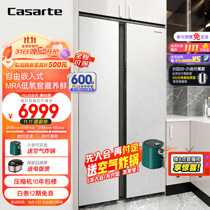 卡萨帝（Casarte）542升原石冰极岩系列大容量对开门双开门家用超薄嵌入式大容量冰箱一级能效BCD-542WGCSSM9WYU1