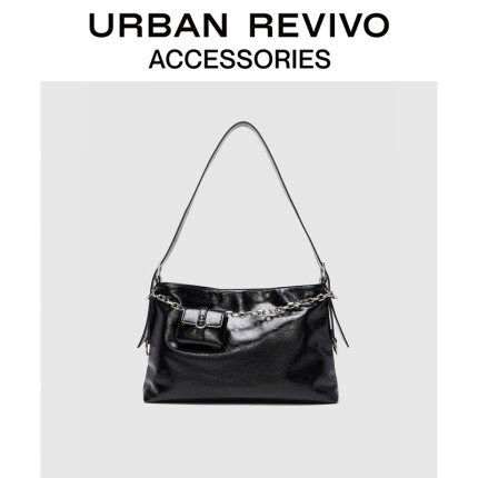 URBAN REVIVO2023春夏新款女士时尚耳机包大容量单肩包UAWB32083 黑色