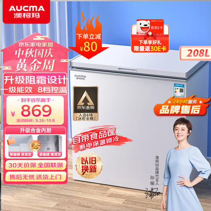 澳柯玛（AUCMA）208升家用冰柜 商用冷藏柜冷冻柜 单温母婴母乳低霜小冷柜 一级能效小冰箱 BC/BD-208HNE 以旧换新