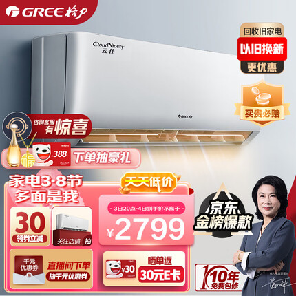 格力（GREE）空调 云佳 大1匹新一级能效 变频冷暖 自清洁 卧室壁挂式空调挂机 大1匹 KFR-26GW/NhGc1B
