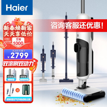 海尔（Haier）无线洗地机家用扫地机 除菌自烘干双滚刷双动力 吸拖洗一体全自动拖地机擦地智能手持吸尘器 【22年款】双滚刷Z9ProU1