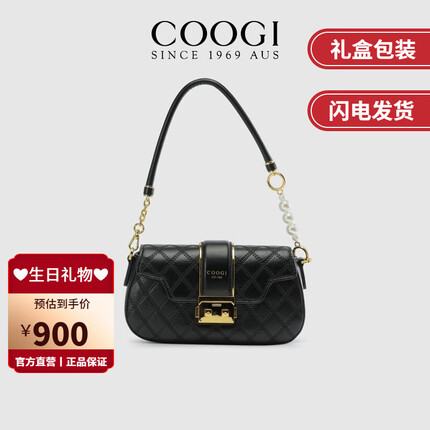 COOGI包包女包轻奢单肩包女士斜挎包情人节生日礼物送女友老婆 黑色