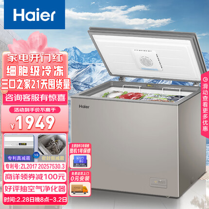 海尔（Haier）200升-40℃商用家用冰柜 冷藏柜冷冻柜母乳囤货小冰柜家用小型冰箱冷柜BC/BD-200HET