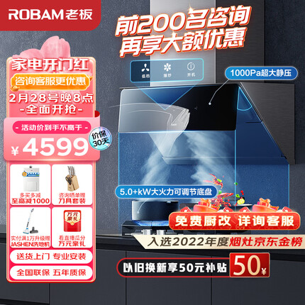 老板（Robam) 抽油烟机探索家D3S家用变频烟机燃气灶烟灶套装23m³/min侧吸吸油烟机灶具28D3S套装