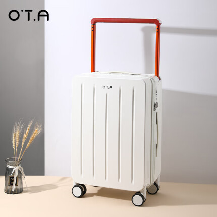 OTA宽拉杆行李箱女20英寸小型密码2022新款登机箱轻便旅行皮箱子22 奶白色 26寸 托运箱 适合长途旅行