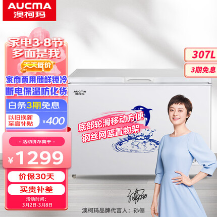 澳柯玛（AUCMA）307升家用商用大容量冰柜 商用雪糕冰箱冷藏冷冻转换顶开门 低霜冷柜 以旧换新 BC/BD-307HNE