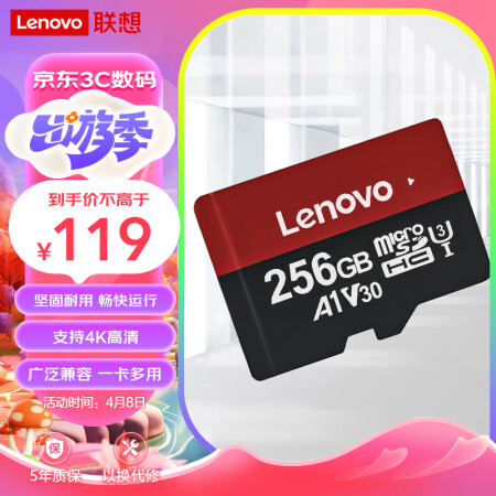  联想（Lenovo）256GB TF（MicroSD）内存卡 U3 V30 A1 手机平板监控行车记录仪专用卡