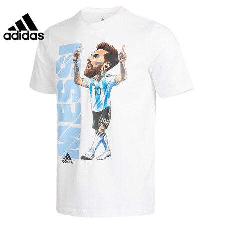 全新adidas阿迪达斯2021夏季男子梅西运动训练足球短袖t恤ha5451剪标