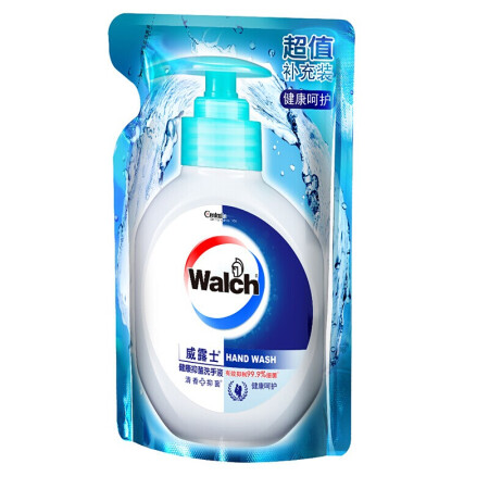 威露士（Walch）健康抑菌洗手液525ml袋装（健康呵护 家庭通用健康抑菌消毒99.9%洗手液家庭便携）