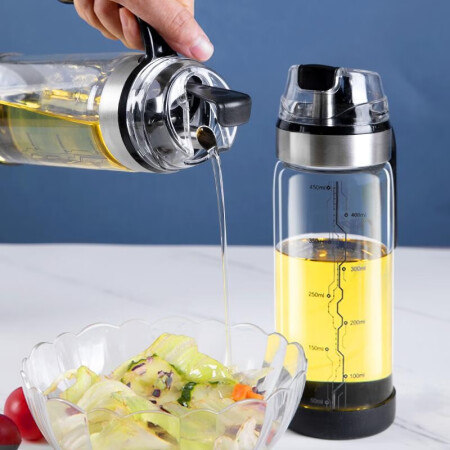 诺派（NUOPAI）自动开合油壶450ml 高硼硅玻璃家用油瓶 厨房调料瓶调味罐 调料盒油罐酱油瓶醋瓶 C5540