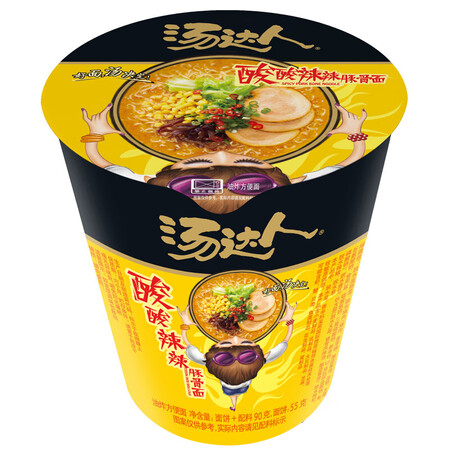 统一汤达人酸酸辣豚骨面杯泡面方便面90g*2杯