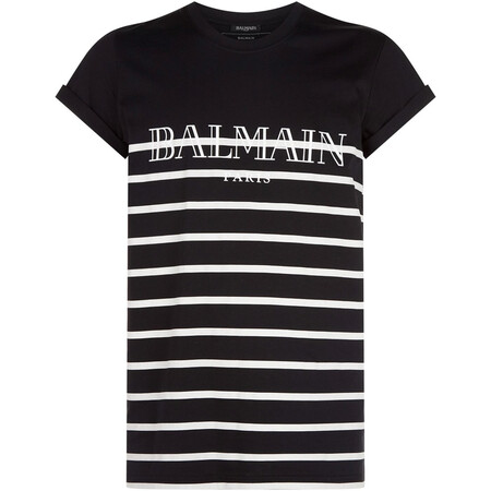 巴尔曼(balmain)奢侈品男装 hrd5821526 条纹徽标t恤 black 中码(m)