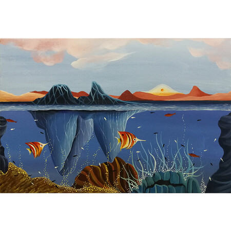 墨斗鱼 周歆丙烯油画作品《爱之密语》客厅卧室装饰画