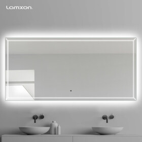 莱姆森（Lamxon） 现代智能led浴室镜卫生间镜子 挂墙 无框壁挂式防雾高清银镜 宽150*高70m无极感应开关+防雾