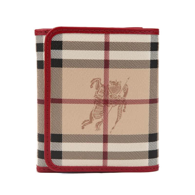 burberry 巴宝莉 haymarket check格子折叠式钱夹 红色 均码