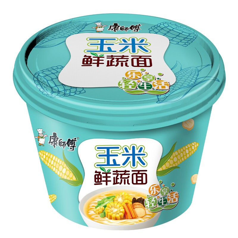 康师傅方便面熬制高汤玉米鲜蔬12桶桶面泡面