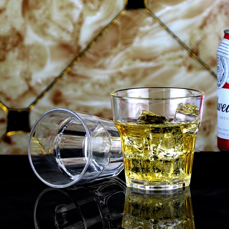 雅跃亚克力啤酒杯KTV酒吧饭店专用酒杯透明塑料防摔杯子威士忌杯 110毫升PC耐高温10各装