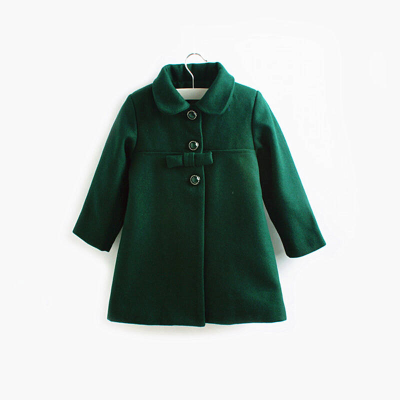 秋冬新款童装 女童长款毛呢外套 儿童羊毛呢大