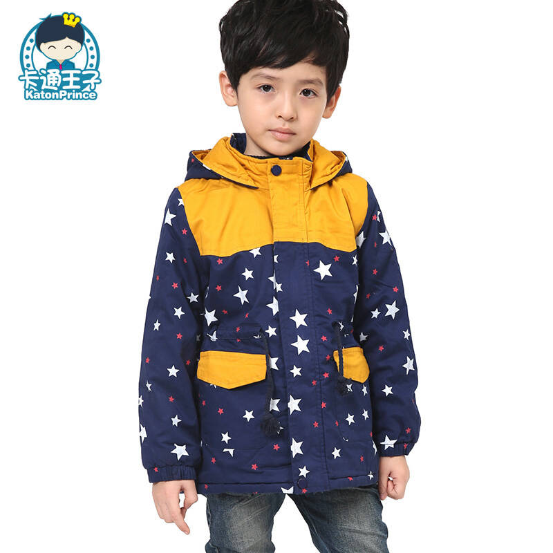 卡通王子童装男童冬装2014新款棉衣外套 拼接