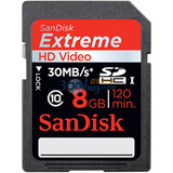 SanDisk�����ϣ�8GB Extreme HD Video SDHC�洢��(Class10) 30MB/s