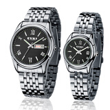 艾奇EYKI石英表 情侣钢带对表 韩国时尚手表 日历防水腕表潮