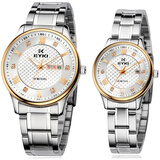 艾奇EYKI石英表 情侣钢带对表 韩国时尚手表 日历防水腕表潮