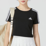 阿迪达斯 （adidas）2024夏季新款高腰短袖T恤女三条纹百搭紧身上衣IR6112 IR6111 IR6111 L