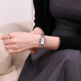 聚利时手表女小众轻奢方形2024新款女士手表简约气质方表盘防水石英表 月光白