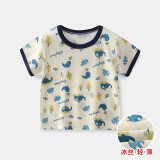 衣丽家泰儿童短袖T恤夏季轻薄冰丝上衣宝宝时尚卡通套头衫 冰丝短袖-藏蓝小象 100cm