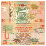 大洋洲-全新UNC 库克群岛纸币 1992年版 色彩鲜艳版 外国钱币收藏 20元 P-9 单张
