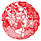 
                                        个性一百喜鹊迎春 门剪纸过年新春装饰品立体贴纸红纸吊钱横批挂件壁挂窗花彩色福字 红色 80CM                