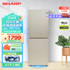 夏普（SHARP）两门冰箱 风冷无霜 节能冰箱 小型家用 大冷冻 彩晶玻璃面板 冰箱 以旧换新 BCD-196WTGE-N 【可待定发货】