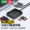 绿联USB/Type-C读卡器3.0高速 支持SD/TF/CF/MS相机监控内存卡多卡多读 适用电脑苹果15/iPad/安卓手机