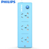 飞利浦（PHILIPS）新国标安全插座 儿童保护门 插线板/插排/排插/接线板/拖线板 3孔位 1.8米 蓝色