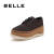 BELLE/百丽女鞋单鞋商场同款新闪光布厚底鞋松糕鞋T4J1DAM9 啡色 36