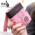 袋鼠2024新款女士钱包女短款简约折叠韩版可爱卡通拉链学生零钱包 粉红色