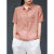 LGXP棉麻女装 亚麻高档上衣搭配2023夏新款复古拼接纯色尖领衬衫女宽 焦糖色 L 建议105-120斤