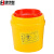 集华世 一次性加厚医疗利器盒锐器桶塑料垃圾桶【10个装5L圆形黄色】JHS-0007