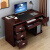 墨绩 书桌带书架简约办公桌单人简易台式电脑书桌带抽屉带锁家用实木颗粒书桌 21#办公桌 红棕色 1.2米