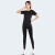 范迪慕 运动套装女夏健身跑步瑜伽宽松高弹速干训练服  黑色三件套 XL 
