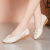 EBRUK MARE2024夏季新款网纱单鞋女透气镂空豆豆鞋平底坡跟妈妈鞋防滑工作鞋 米白色 透气网纱 35