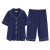 达尔丽睡衣女夏短袖套装七分裤纯色简约休闲2022新款翻领开衫两件套薄款可外穿家居服 T8211103-031蓝色（女） M