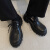 XAEH男鞋春款2024新款马丁靴低帮大头工装鞋子黑色厚底休闲皮鞋 黑色 38