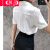 慕淘 职业装女夏季雪纺短袖衬衫子两时尚气质显瘦正装工作服 白色短袖衬衫 M (95-100斤)